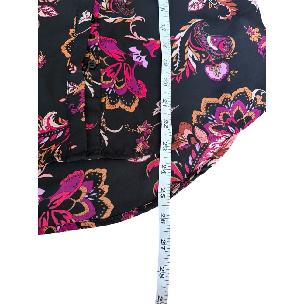 Liz Claiborne Women's Black & Pink Paisley Floral Long Sleeve Blouse, Size XS - Picture 10 of 12